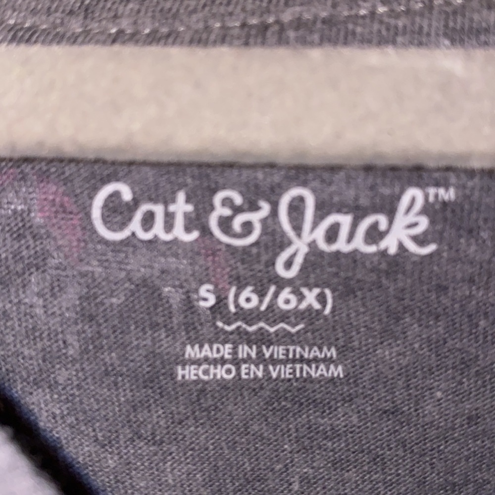 Cat & Jack grey pink & white little unicorns gray shortsleeve shirt Small (6/6X) - Picture 2 of 4